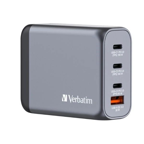 Verbatim GaN 100W nástěnná nabíječka 3xUSB-C/USB-A adaptér
