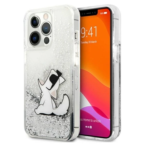 Etui Karl Lagerfeld KLHCP13XGCFS na iPhone 13 Pro Max 6,7" pevné puzdro Liquid Glitter Choupette Fun
