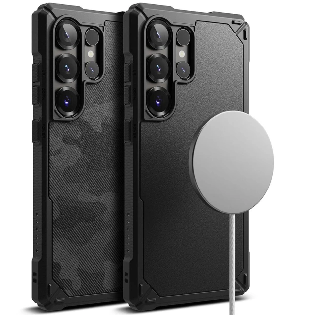 Etui für Samsung Galaxy S25 Ultra Camo Schwarz Ringke Rugged Gear Magnetic MagSafe