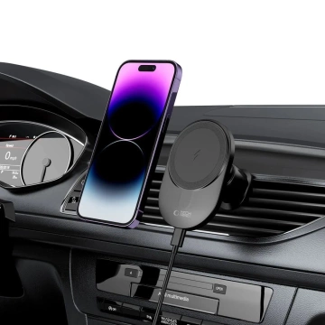 Magnetický indukční držák do auta MM15W-V1 Magnetická bezdrátová nabíječka MagSafe Vent Car Mount 15W na mřížku Černá