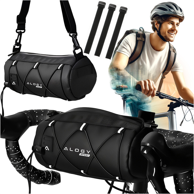 Brašna na tašku na kolo 2,5 l rám na řídítka rám na tašku obal na tašku 23,6 x 10,5 x 10 cm (S) Alogy Sport černá