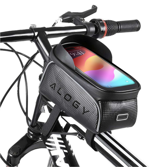 Alogy bicycle bag Pannier 2L for bicycle phone holder up to 6.7" for the frame Black