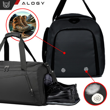 Pánska dámska tréningová športová taška na rameno do telocvične, termo látková cestovná taška, objem 40l Alogy Black