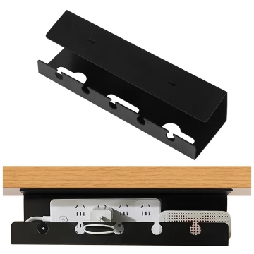 2-in-1 Under-Desk and Wall-Mounted Cable Organizer, 40 cm, with Adhesive Strip to Keep Your Desk Tidy, Alogy CableHold™ – Black