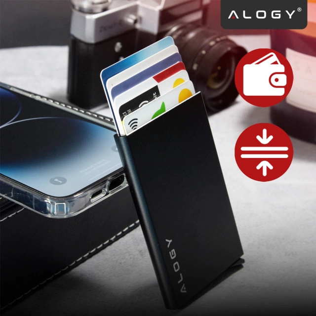 Alogy Anti-Theft Wallet RFID Smart Card Holder Black