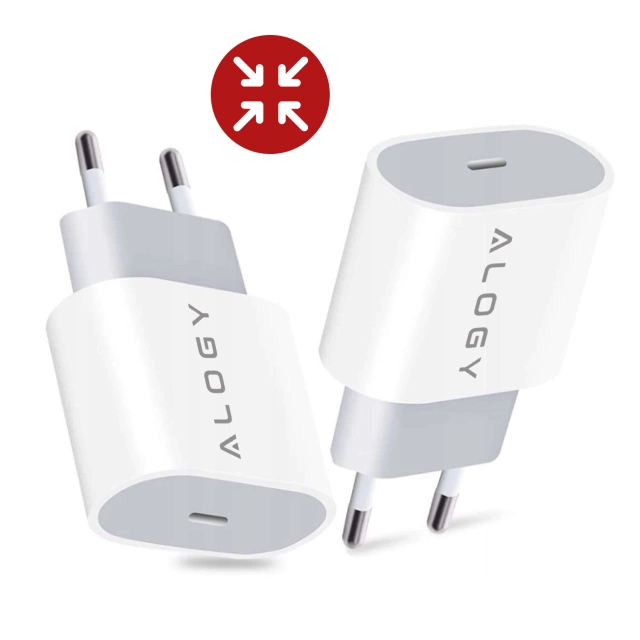 Ładowarka sieciowa Alogy szybka USB-C PD 20W + Kabel 1m przewód Lightning do iPhone Biały