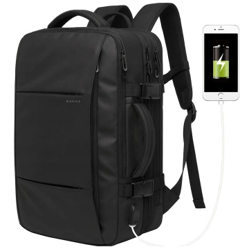 Cestovní batoh Bange BackPack business rozšiřitelný batoh Prostorná taška na 17,3" notebook s USB portem Černá