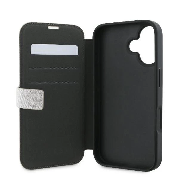 Чохол-книжка Guess 4G Metal Logo для iPhone 16 6.1″ – рожевий з функцією підставки