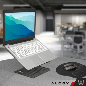 Držiak notebooku Macbook tablet 17" stojan stojan sklopný nastaviteľný hliník na stôl 25 x 21,5 cm Alogy Graphite