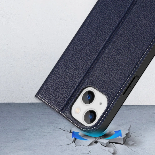 Pouzdro Dux Ducis Skin X2 pro kryt iPhone 14 s magnetickou chlopní modré