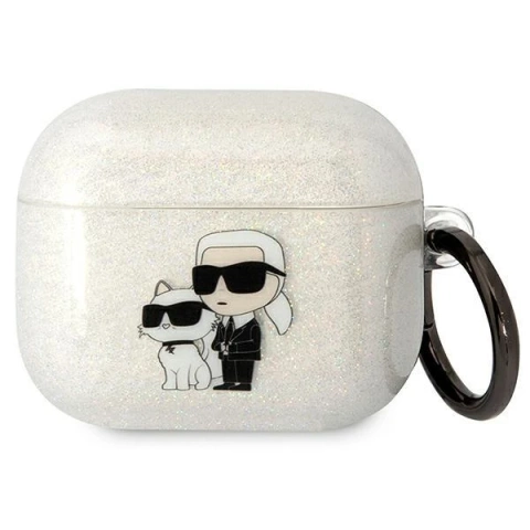 Karl Lagerfeld ochranné puzdro na slúchadlá pre Airpods 3 kryt transparentný Gliter Karl