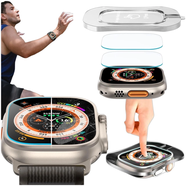 Загартоване скло для Apple Watch Ultra 2 / Ultra 49mm Screen Protector Alogy Protector 9H with Positioning Frame