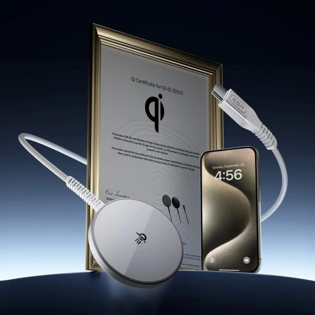 Esr Halolock Qi2 Mini Magnetic Magsafe Wireless Charger 15W Silver індуктивний зарядний пристрій