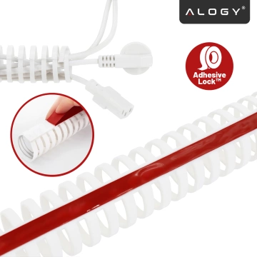 Pružinový organizér káblov pod stôl - Flexibilný kryt na správu káblov 50x4 cm, samolepiaci, na organizáciu káblov - Alogy CableStrip™ biely