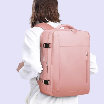 Bange Waterproof Backpack for Laptop 15.6" City Travel 46x31.5x20 cm for Work Airplane Women with USB Port Pink
