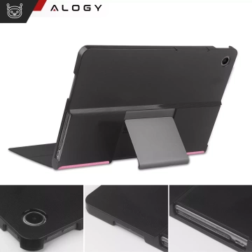 Ochranné sklenené puzdro pre Lenovo Tab Plus 11,5" 2024 TB351FU, puzdro Alogy Book Cover, puzdro na tablet, ružové, stylus zadarmo
