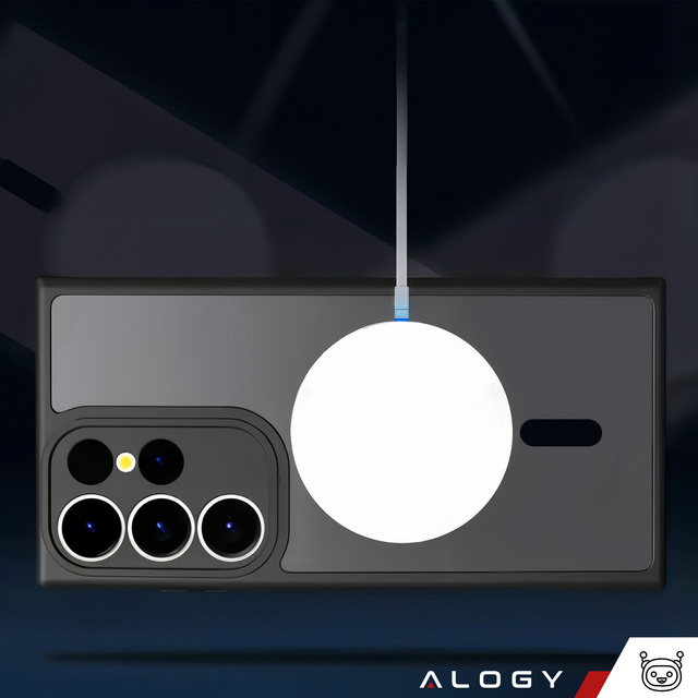 MagSafe Alogy Ring Mag Clear Case für Samsung Galaxy S23 Ultra Qi-Ladegeräte Schwarz