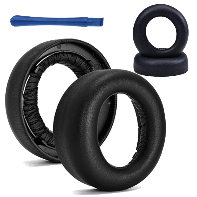 Náhradní náušníky 2x pro bezdrátová sluchátka Sony PS5 PULSE 3D, černé, snímatelné, s pomůckou