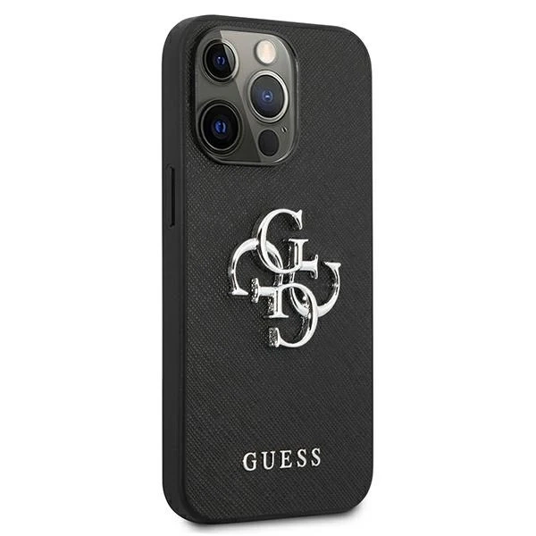 Etui Guess GUHCP13LSA4GSBK na iPhone 13 Pro/13 6,1" pevné puzdro Saffiano 4G Metal Logo