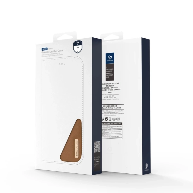 Ochranný kryt Dux Ducis Hivo pre iPhone 16e s flipom a RFID ochranou – hnedý