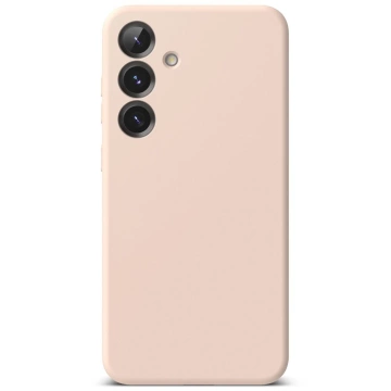 Чохол для Samsung Galaxy S25 Plus рожевого піщаного кольору з силіконовим магнітним кільцем MagSafe