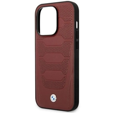 Etui na telefon BMW BMHMP14L22RPSR до Apple iPhone 14 Pro 6,1" бордовий/бордовий Шкіряні сидіння з малюнком MagSafe