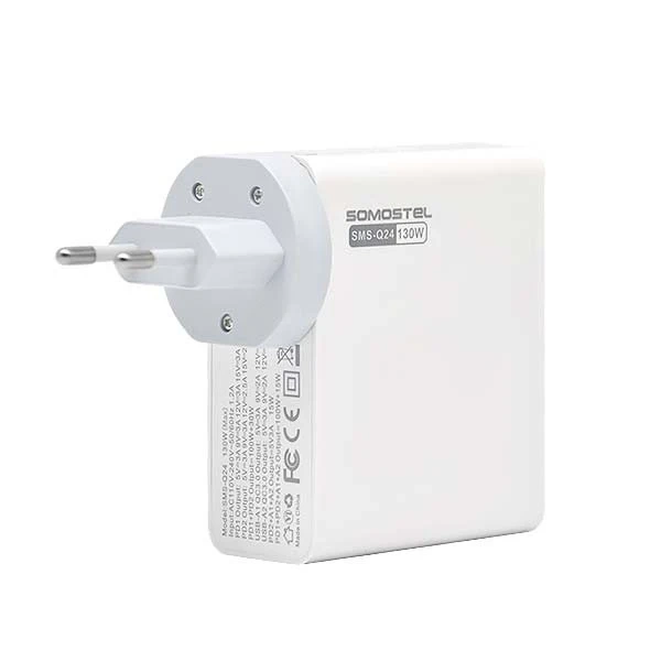 Somostel Power Selivery Q24 130W Gan Wandladegerät 2x USB-C 2x USB QC 3.0 Weiß