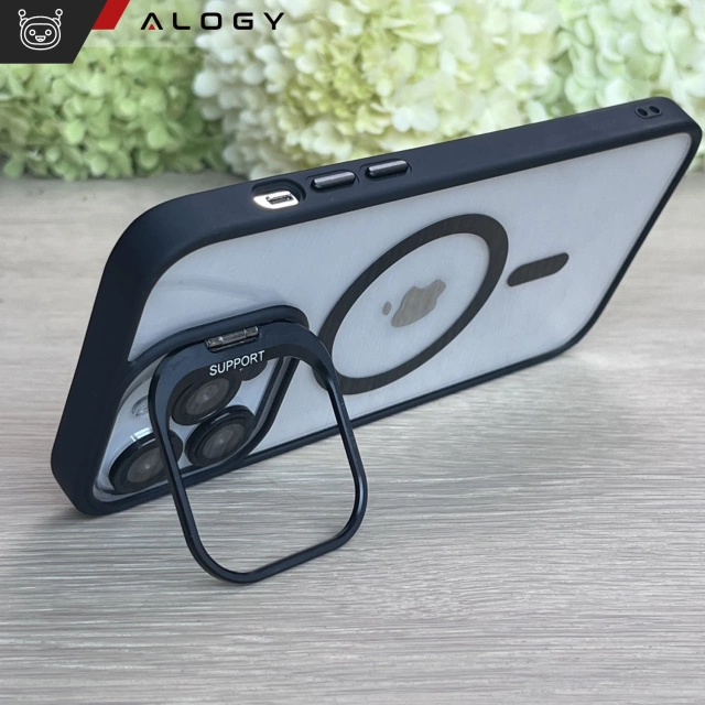 Hybridný ochranný kryt pre Apple iPhone 16 Pro Max Alogy KickStand Hybrid Case so stojanom MagSafe, čierny
