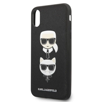 Etui Karl Lagerfeld KLHCI65SAKICKCBK na iPhone XS Max pevný obal Saffiano Karl