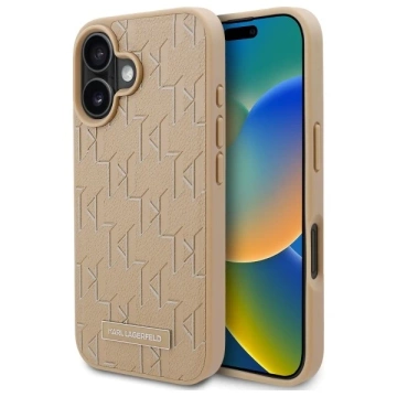 Чохол Karl Lagerfeld для iPhone 16 6.1" Beige Hardcase Hot Stamp Magsafe