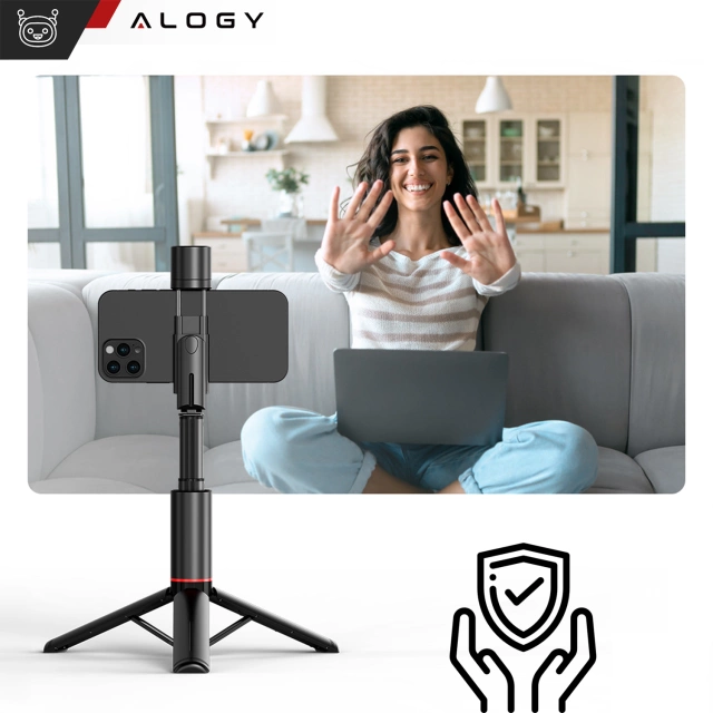 Selfie tyč Bluetooth stick Alogy Tripod Držiak telefónu na statív na fotografie s diaľkovým ovládaním 75,8 cm čierny