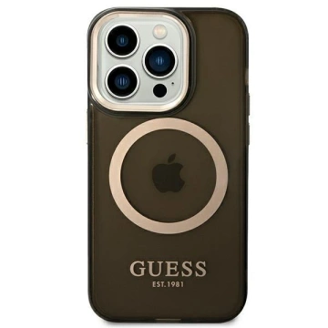 Etui Guess GUHMP14LHTCMK pre Apple iPhone 14 Pro 6,1" čierny/čierny pevný obal Gold Outline Translucent MagSafe