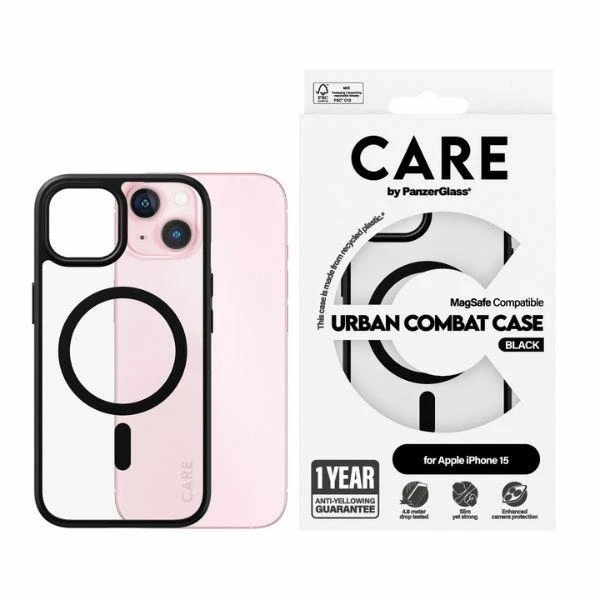 Pouzdro CARE od PanzerGlass Urban Combat pro iPhone 15 6,1" s magnetickým pouzdrem a černým pouzdrem