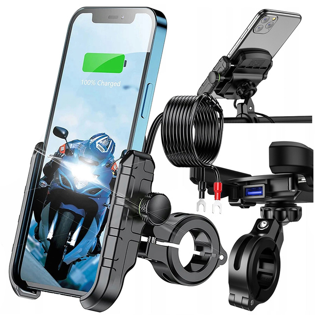 Kewig KWG-M8 motorcycle phone holder with QC 3.0 charger