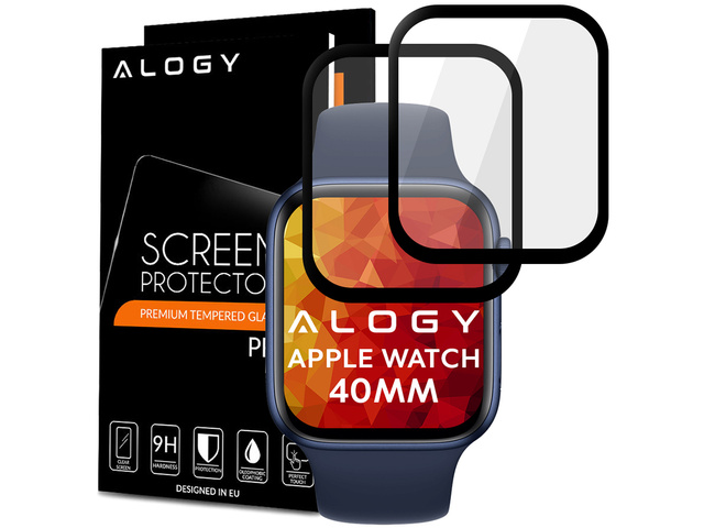 2x Flexibles 3D Alogy Glas für Apple Watch 4/5/6 / SE 40mm Schwarz