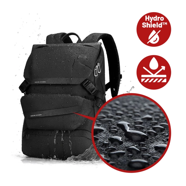 Mark Ryden Backpack with Detachable Waist Bag 2 in 1, Hand Luggage, Free, Waterproof 18L, with 15.6" Laptop Pocket, Waist Bag, City, Travel 40x30x14 cm - Black