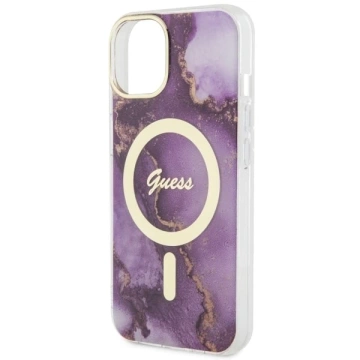 Etui Guess GUHMP14SHTMRSU do iPhone 14 6.1" hardcase Golden Marble MagSafe