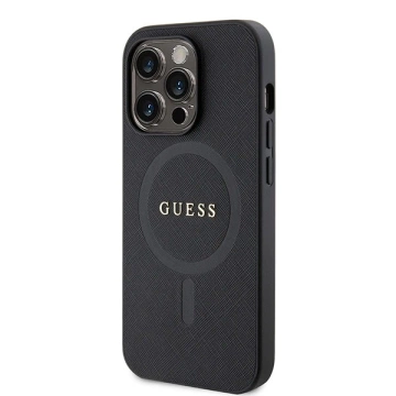 Etui Guess GUHMP15LPSAHMCK для iPhone 15 Pro 6.1" чорний/чорний жорсткий чохол Saffiano MagSafe