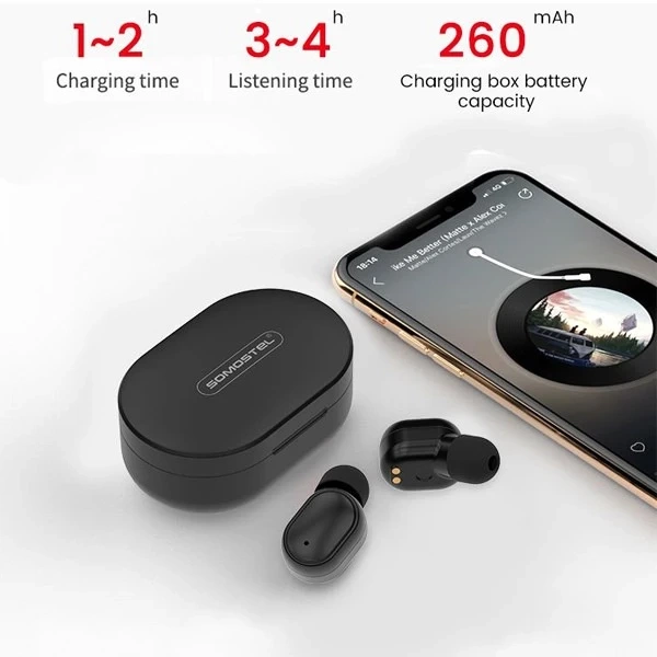 SLÚCHADLÁ BLUETOOTH SOMOSTEL BLACK J13 TWS