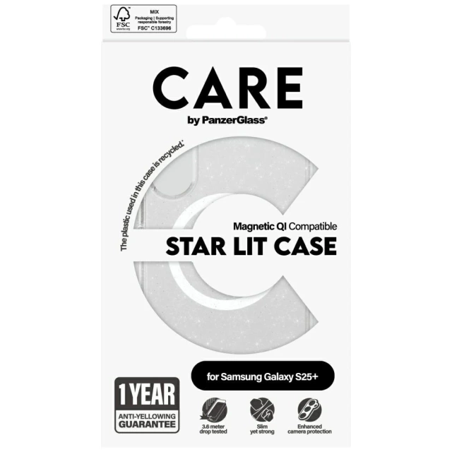 Samsung Galaxy S25 CARE von PanzerGlass Flagship Urban Combat StarLight White QI Transparent Case