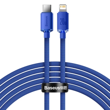 Kábel Baseus Crystal Shine Series USB kábel pre rýchle nabíjanie a prenos dát USB typu C - Lightning 20W 2m modrý (CAJY000303)