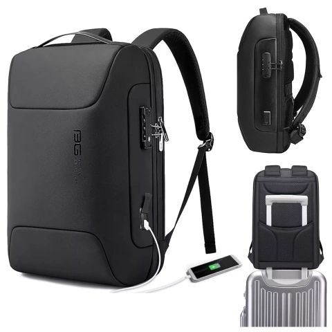Anti-theft backpack Bange waterproof for laptop up to 15.6" multifunctional Black