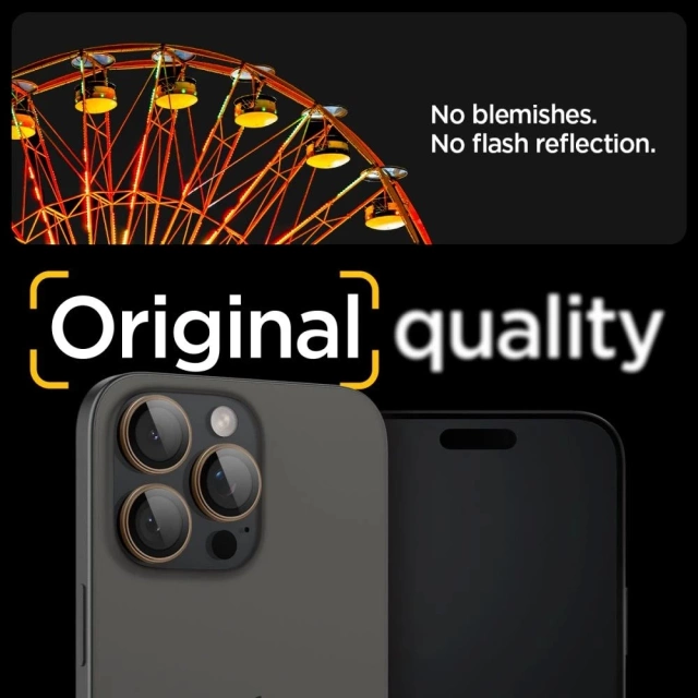 Spigen Optik Pro Glas.TR ”EZ FIT” chránič fotoaparátu 2 balení pro iPhone 16 Pro / Pro Max Desert Titanium