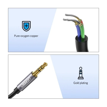 UGREEN Kabel AUX-Verlängerungskabel 3,5 mm Miniklinke 1m Silber (10592)