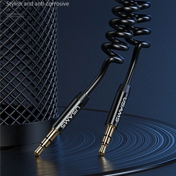 USAMS Adapter Spring Audio Klinke 3,5mm -3,5mm 1,2m Czarny/Schwarz SJ256YP01 (US-SJ256)