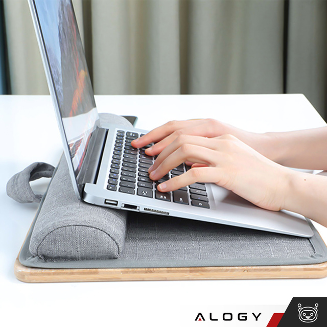 Настільна підставка для ноутбука, тримач для телефону, планшета, бамбуковий килимок для миші Alogy, наколінник на ліжко