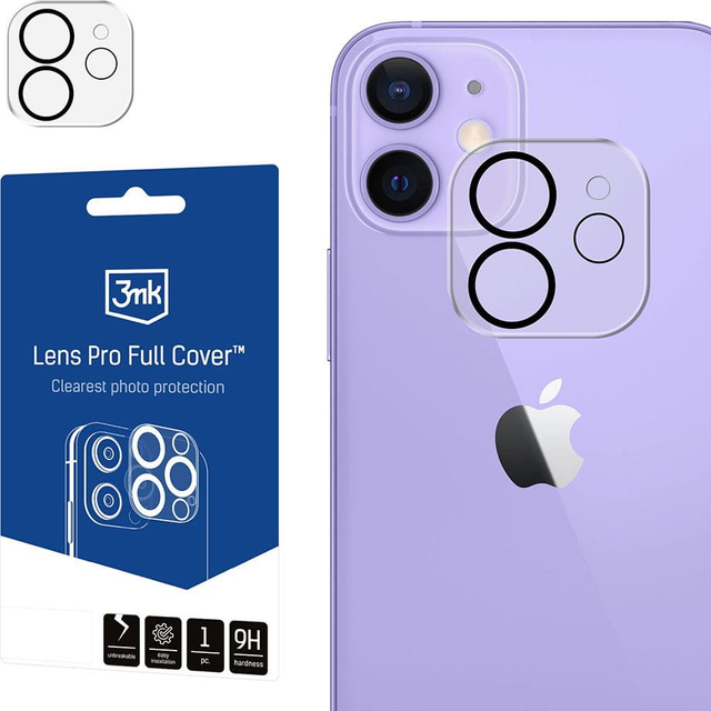 Sklo fotoaparátu pro Apple iPhone 11/12 mini - 3mk Lens Pro Full Cover