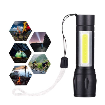 Tactical flashlight Mini classic light 9cm LED COB T6 with adjustable Zoom pocket black