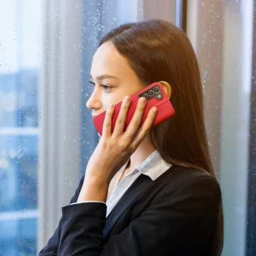 Dux Ducis Hivo Leather Flip Cover Originální kožená peněženka na karty a dokumenty Samsung Galaxy S22 (S22 Plus) červená
