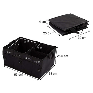 Car organizer trunk bag trunk XXL trunk 6 pockets for phone book drinks tissues Black 2x headrest holder